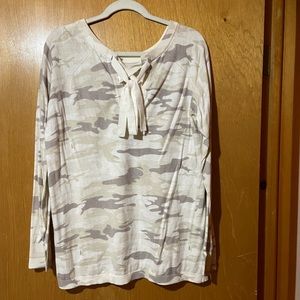 Sanctuary Tie Back Camo Sweater